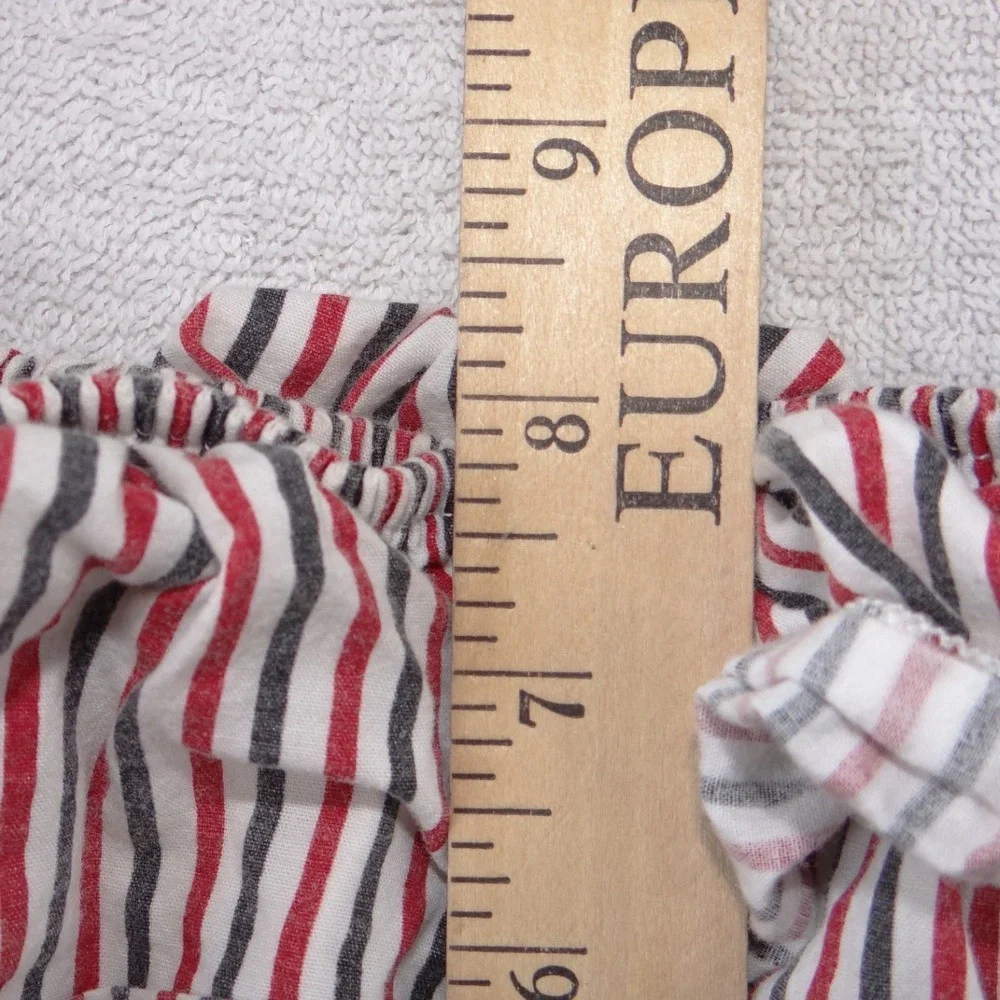 Red‎ White Blue Striped 2 Piece Set Ruffle Crop Top and Shorts Americana Summer